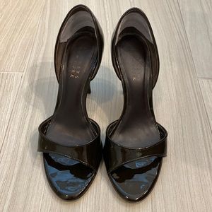 Barneys New York Chocolate Brown Patent Leather Heels